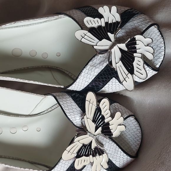 Irregular Choice by Office butterfly faux snakeskin peeptoe heels Size 10 - Picture 3 of 11